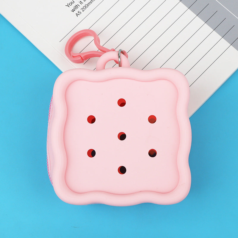 Wholesale Square Hole Coin Purse Children's Cartoon Diy Detachable Silicone Earphone Storage Bag